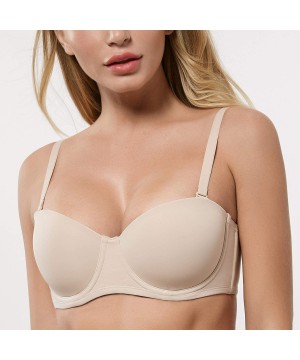 Bras Women's Strapless Bra for Large Bust Plus Size Beauty with Underwire Low Back - Nude - CY18SAG858K