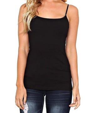 Camisoles & Tanks Women's Cotton Camisole Cami Long Tank Top - Black - CJ11TYGCIQR