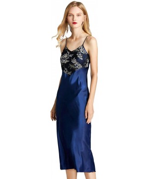 Baby Dolls & Chemises Women's Nightgowns Lace or Printed Loungewear Long Chemise Sleepwear - 13 Navy - CS197EKRYRE