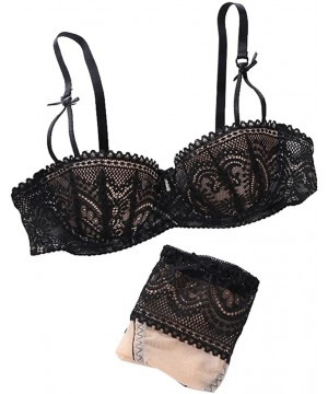 Bras Bra and Panty Set Women Push Up Demi Bra Sets Balconette Bras - Black - CH1888NMXSO