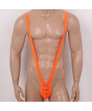 G-Strings & Thongs Men's Y Sling Mankini Swimsuit Bulge Pouch Jockstraps Thongs Suspender Bodysuit Jumpsuit - Orange - CJ1993...