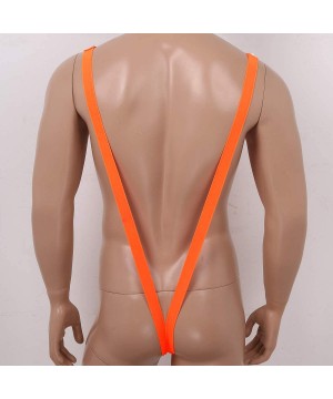 G-Strings & Thongs Men's Y Sling Mankini Swimsuit Bulge Pouch Jockstraps Thongs Suspender Bodysuit Jumpsuit - Orange - CJ1993...