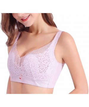 Bras Women's Lace Embroidered Comfortable Coverage Padded Wireless Vest Bra - 3 - C5197WYK9GW