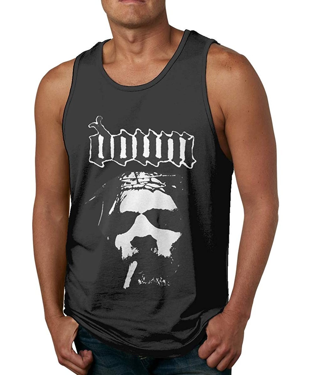 Undershirts Male Durable Logo with Down-Smoking Jesus Leisure Sleeveless Tank T-Shirts - Black - CV1992N7SMR