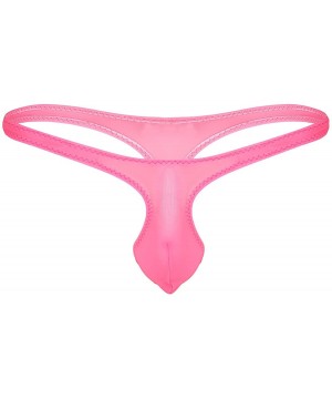 G-Strings & Thongs Mens Mesh Sheer G-Sting Bikini Underwear Transparent Low Rise T-Back Panties - Pink - CX18E8XGYE7