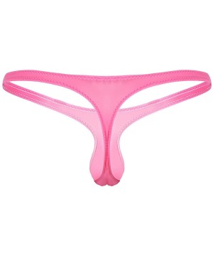 G-Strings & Thongs Mens Mesh Sheer G-Sting Bikini Underwear Transparent Low Rise T-Back Panties - Pink - CX18E8XGYE7