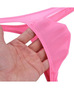 G-Strings & Thongs Mens Mesh Sheer G-Sting Bikini Underwear Transparent Low Rise T-Back Panties - Pink - CX18E8XGYE7