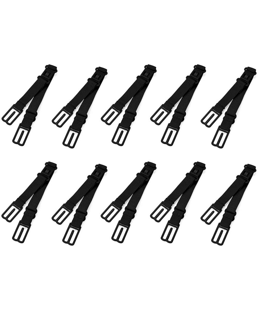 Accessories Women Elastic Band Non-Slip Adjustable Bra Straps Holder 10 Pcs - Black - C012KP6GQFD