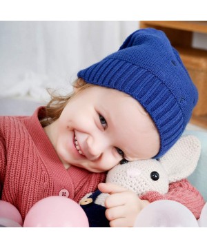 Baby Dolls & Chemises Unisex Children Knitted Hat Warm Winter Hemming Hat Ski Hat for 1-4 Age Kids - Navy - CV19320U906