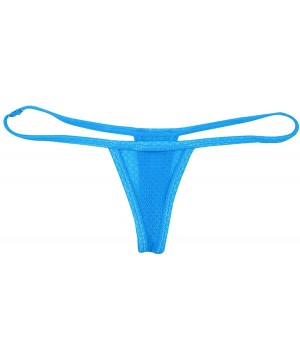 G-Strings & Thongs Mens Mesh Sheer Low Rise T-Back Mini Pouch Bikini Brief G-String Thongs Lingerie Underwear - Blue - CP18TR...