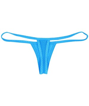 G-Strings & Thongs Mens Mesh Sheer Low Rise T-Back Mini Pouch Bikini Brief G-String Thongs Lingerie Underwear - Blue - CP18TR...