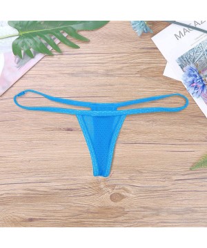 G-Strings & Thongs Mens Mesh Sheer Low Rise T-Back Mini Pouch Bikini Brief G-String Thongs Lingerie Underwear - Blue - CP18TR...