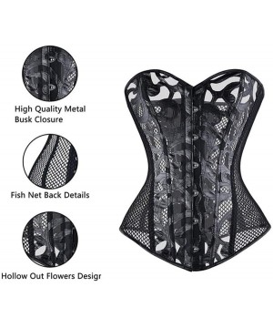 Bustiers & Corsets Women Corset Top Breathable Mesh Openwork Flowers Strapless Lingerie Cross Lacing Shapewear (Black Size XX...