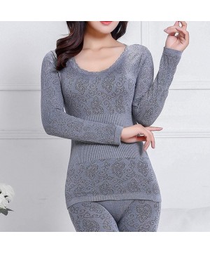 Thermal Underwear 2Pcs Women Winter O Neck Top Long Pants Thermal Underwear Shaper Sleepwear Set Sexy Breathable Shapewear de...