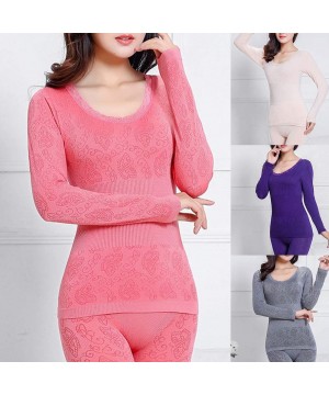 Thermal Underwear 2Pcs Women Winter O Neck Top Long Pants Thermal Underwear Shaper Sleepwear Set Sexy Breathable Shapewear de...