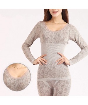 Thermal Underwear 2Pcs Women Winter O Neck Top Long Pants Thermal Underwear Shaper Sleepwear Set Sexy Breathable Shapewear de...