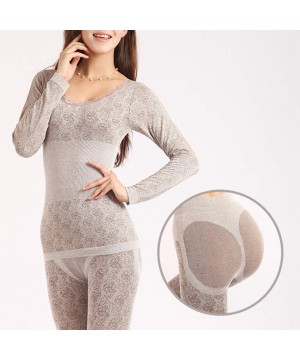 Thermal Underwear 2Pcs Women Winter O Neck Top Long Pants Thermal Underwear Shaper Sleepwear Set Sexy Breathable Shapewear de...