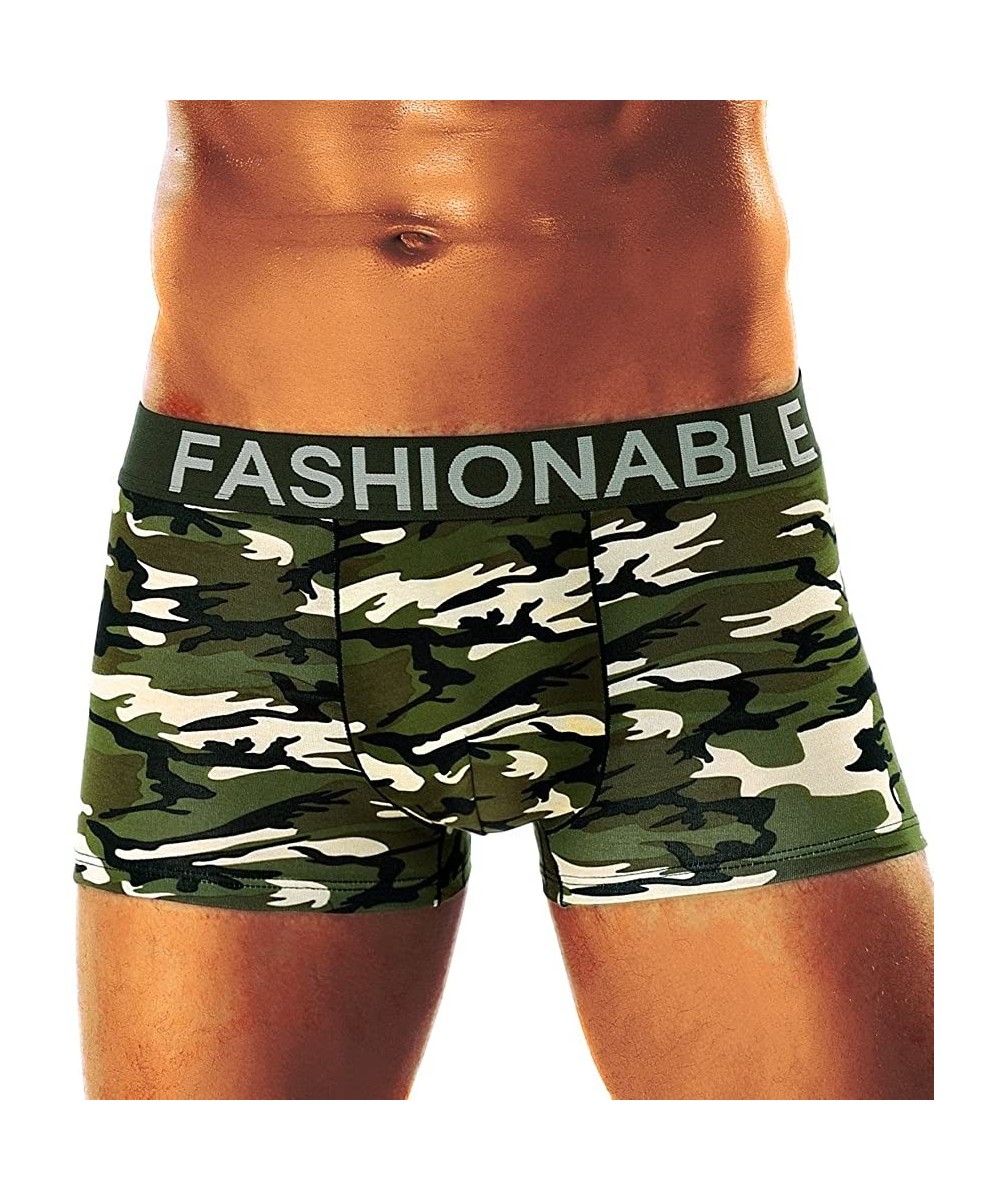 Boxer Briefs Mens Camouflage Boxer Briefs for Men No Ride Up Boxer Briefs Camo Printed Cotton Underwear - C - CS19549X9Q8