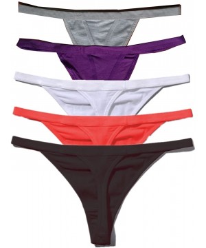 Panties 5 Pack Women's Multicolored Panties Cotton Spandex Thongs Underwear G-strings - Multicolored - CN188763N84