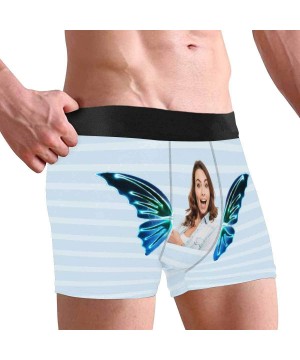 Briefs Custom Face Boxers Briefs for Men Boyfriend- Customized Underwear with Picture Butterfly Wings All Gray Stripe - Multi...