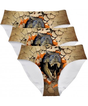 Panties Women Underwear Briefs Animal Dog Cat Pattern Print Breathable Hipster Panty - Dinosaur-3pcs - CU18G94LENM