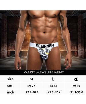 G-Strings & Thongs Men's Jockstrap Underwear Sexy Printing Cotton Jock Strap Athletic Supporter - Painting Sapphire Blue - CS...