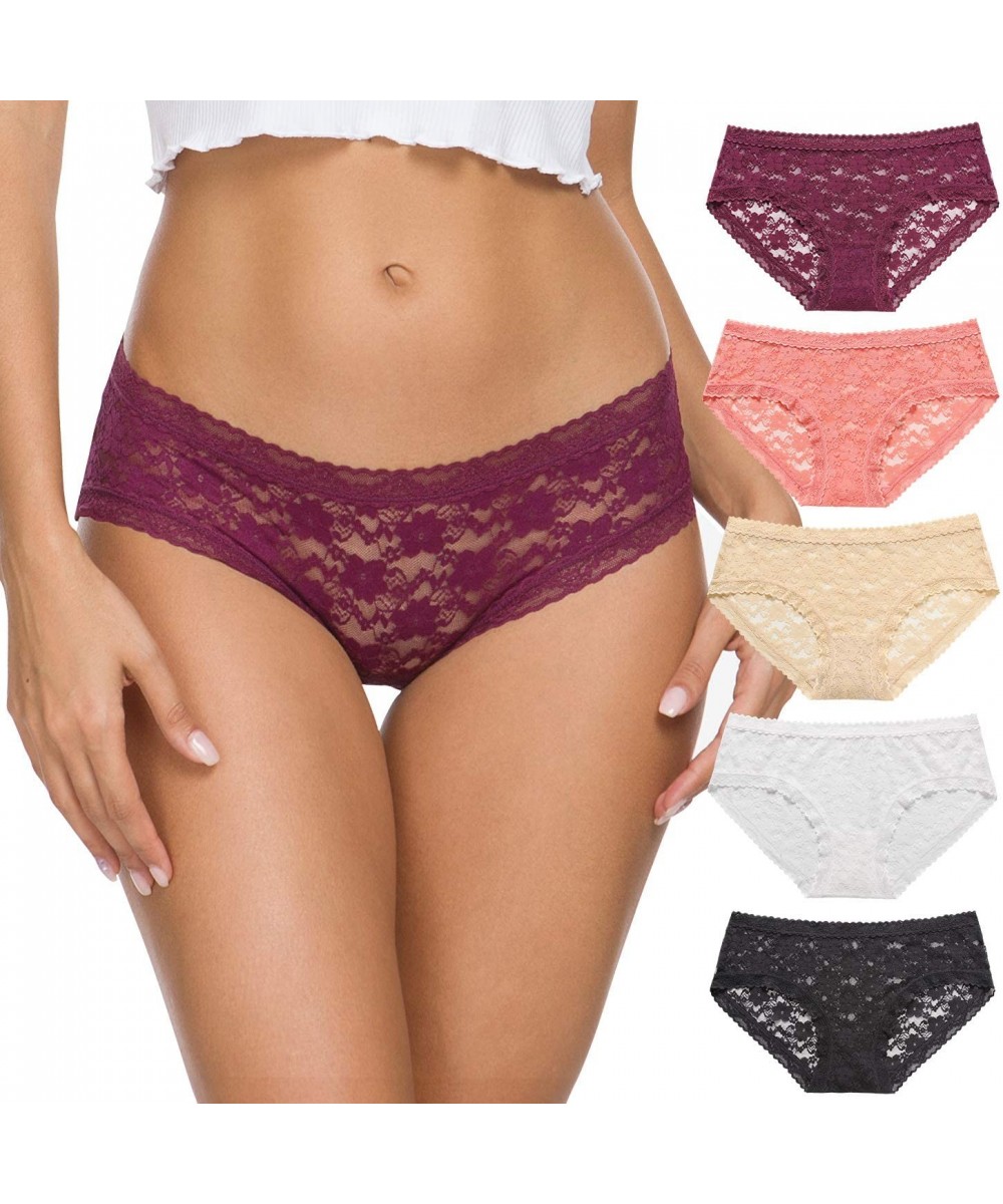 Panties Womens Underwear Lace Sexy Panties Bikini Panty for Women Seamless Hipster Pack - B/W/a/Wi/Pum - C618ZE54NKH