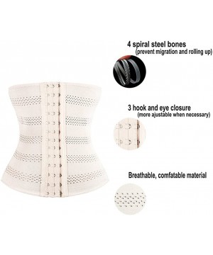 Bustiers & Corsets 4 Steel Boned Waist Trainer Corset for Weight Loss Sport Workout Shaper Tummy - Beige - C4186I0OOUK