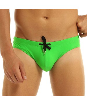 Bikinis Men's Drawstring Swimwear Briefs Bikini Swimsuits Board Shorts with Removeable Padded - Green - CX18RN4Y3YO