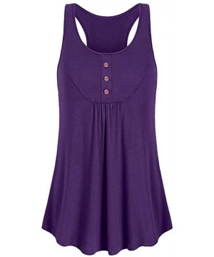 Bustiers & Corsets Women's Casual Workout Tank Top Button Decor Sleeveless Sport Tops - Purple - CS18R24XGE8