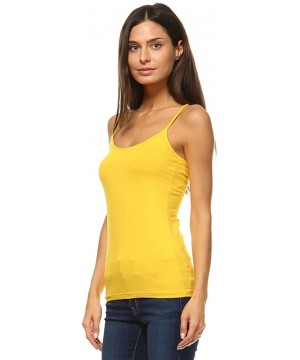 Camisoles & Tanks Women's Camisole 3-Pack Basic Cami Tanks Spaghetti Strap Super Tight Fit Solid Various Colors - Amber Yello...