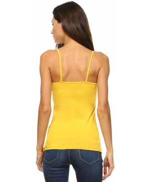 Camisoles & Tanks Women's Camisole 3-Pack Basic Cami Tanks Spaghetti Strap Super Tight Fit Solid Various Colors - Amber Yello...