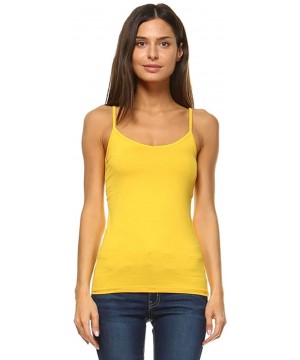 Camisoles & Tanks Women's Camisole 3-Pack Basic Cami Tanks Spaghetti Strap Super Tight Fit Solid Various Colors - Amber Yello...