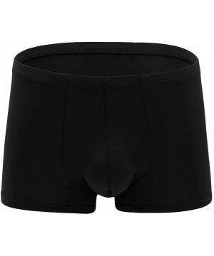 Boxer Briefs Men's Trunks Underwear Ice Silk Stretch Short Boxer Briefs - Black - CX18SLQ3067