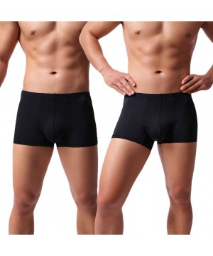 Boxer Briefs Men's Trunks Underwear Ice Silk Stretch Short Boxer Briefs - Black - CX18SLQ3067