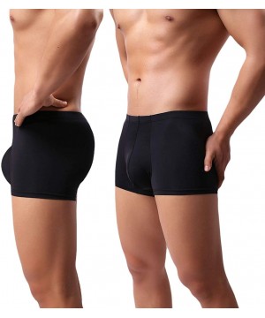 Boxer Briefs Men's Trunks Underwear Ice Silk Stretch Short Boxer Briefs - Black - CX18SLQ3067