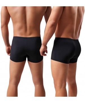 Boxer Briefs Men's Trunks Underwear Ice Silk Stretch Short Boxer Briefs - Black - CX18SLQ3067