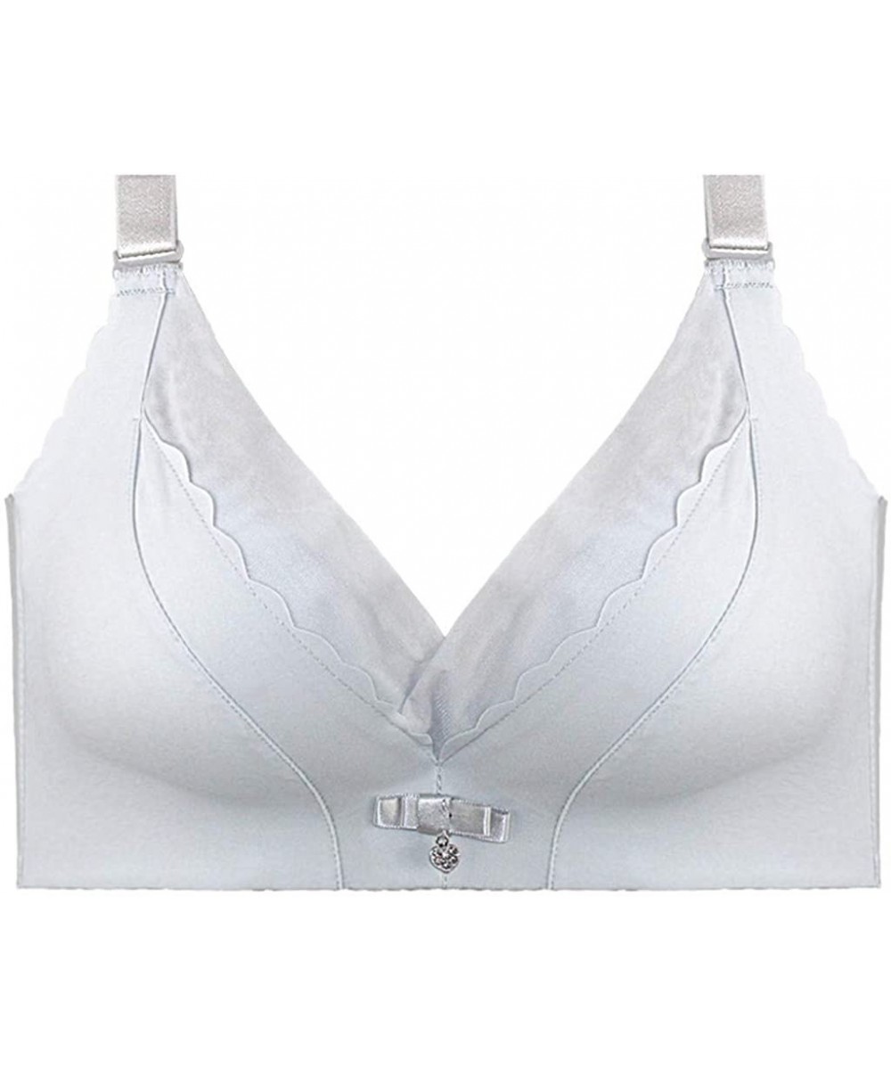 Bustiers & Corsets New Women Non-Steel Ring Gathered Massage Bra BC Thin Breathable Underwear - Silver - CW18SKNH45H