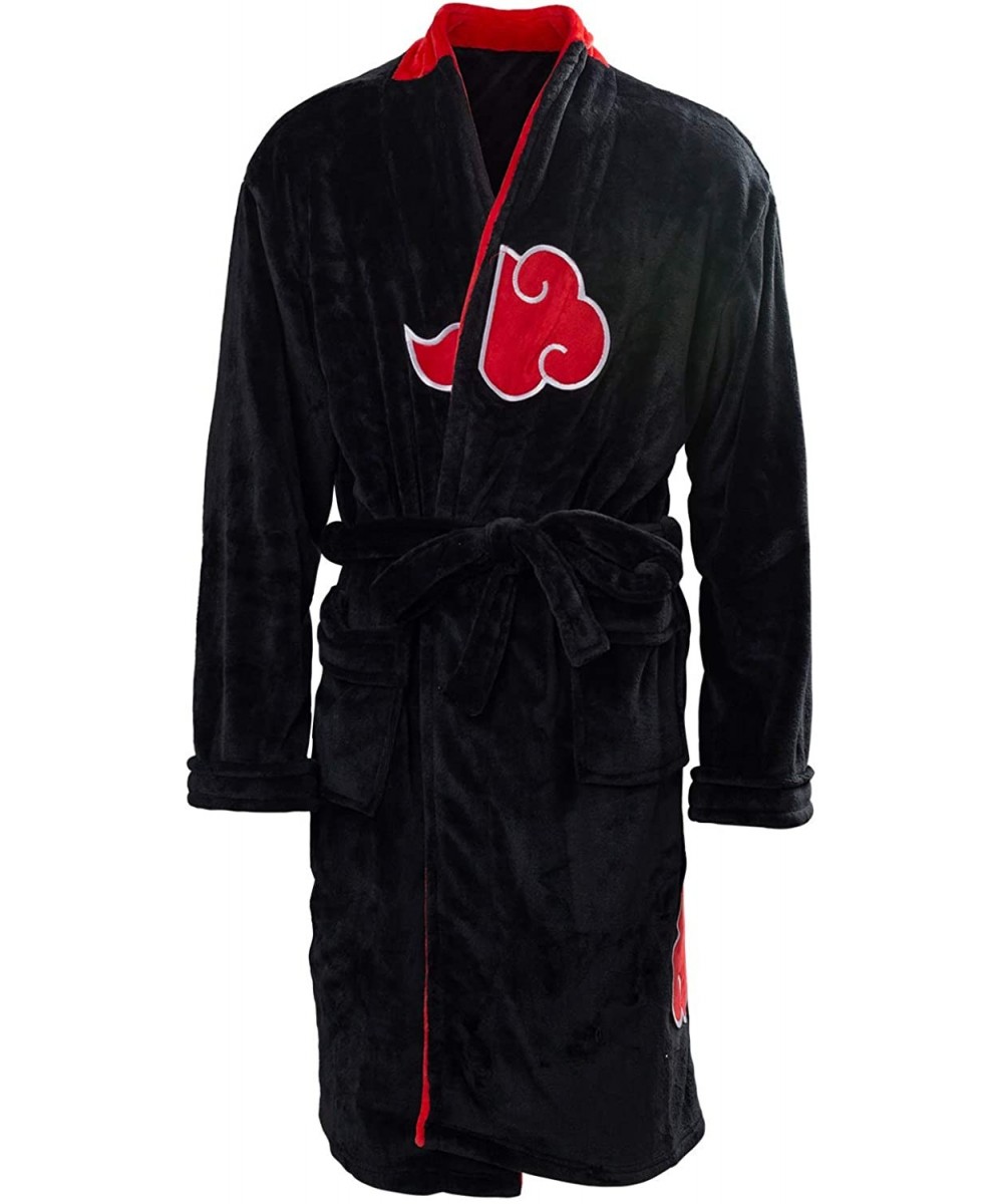 Robes Men's Akatsuki Uchiha Itachi Bathrobe Kimono Sleepwear Anime Casual Pajamas Robe - Black - CN18UD4CN9S