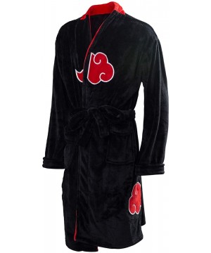 Robes Men's Akatsuki Uchiha Itachi Bathrobe Kimono Sleepwear Anime Casual Pajamas Robe - Black - CN18UD4CN9S