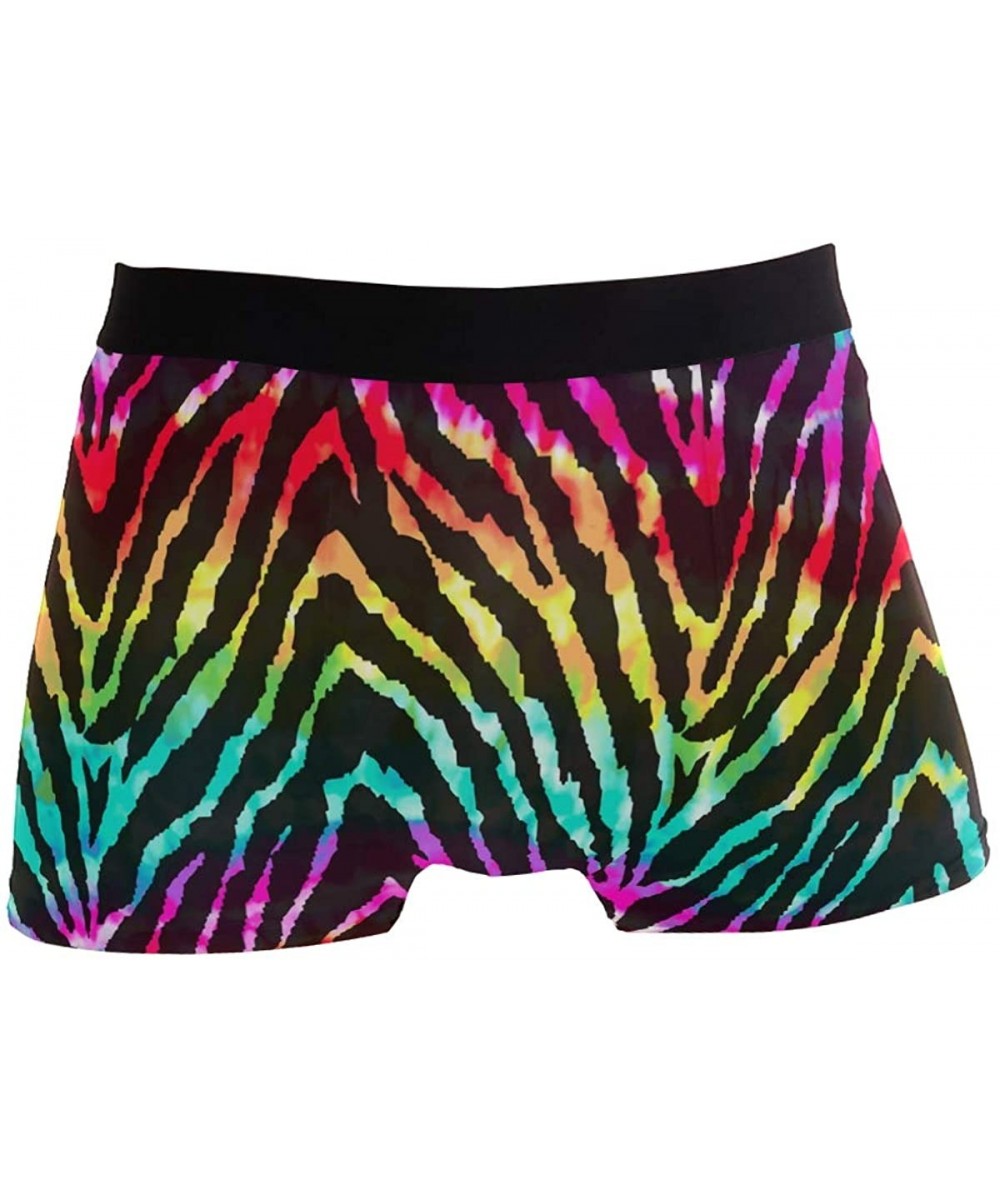 Boxer Briefs Men's Boxer Briefs- Animal Zebra Print Rainbow Short Underwear Soft Stretch Underpants for Men Boys - C818OZ5WARX