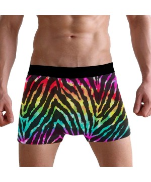 Boxer Briefs Men's Boxer Briefs- Animal Zebra Print Rainbow Short Underwear Soft Stretch Underpants for Men Boys - C818OZ5WARX