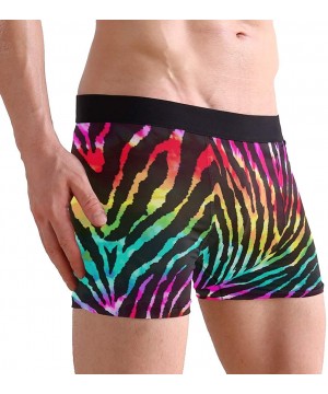 Boxer Briefs Men's Boxer Briefs- Animal Zebra Print Rainbow Short Underwear Soft Stretch Underpants for Men Boys - C818OZ5WARX