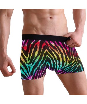 Boxer Briefs Men's Boxer Briefs- Animal Zebra Print Rainbow Short Underwear Soft Stretch Underpants for Men Boys - C818OZ5WARX