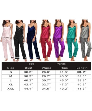 Sets Satin Pajamas Set Silk Sleepwear Cami Nightwear Soft Lingerie PJ Set - Purple - CO18KL0NXG5