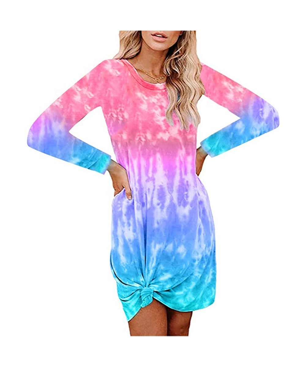 Nightgowns & Sleepshirts Women's Tie Dye Nightgown Night Shirt for Sleeping Sexy Sleepwear Nightshirt Nightdress - Pink 2 - C...