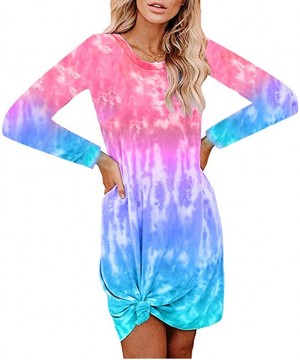 Nightgowns & Sleepshirts Women's Tie Dye Nightgown Night Shirt for Sleeping Sexy Sleepwear Nightshirt Nightdress - Pink 2 - C...