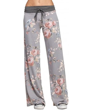 Bottoms Women's Comfy Soft Stretch Floral Polka Dot Pajama Pants - Grey Roses - CI12O7DIWZR