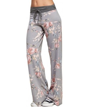 Bottoms Women's Comfy Soft Stretch Floral Polka Dot Pajama Pants - Grey Roses - CI12O7DIWZR