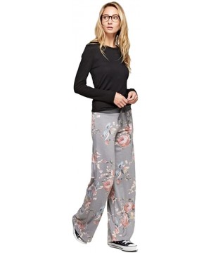 Bottoms Women's Comfy Soft Stretch Floral Polka Dot Pajama Pants - Grey Roses - CI12O7DIWZR